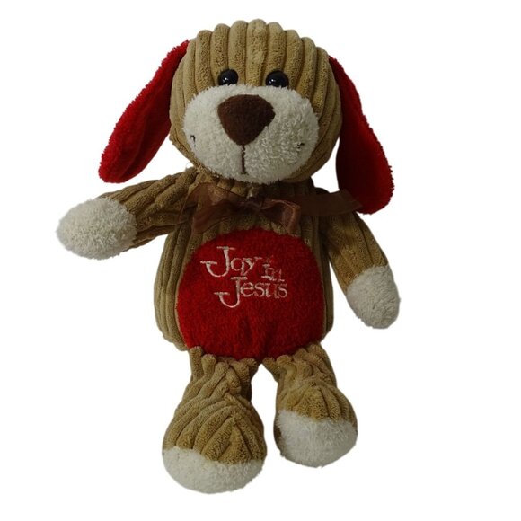 Goffa Joy In Jesus Brown Red Plush Dog Toy Stuffed Animal Textured Ages 3 and up - Picture 1 of 6